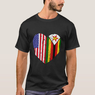 T-shirt Demi-Zimbabwe Demi-racines américaines Hommes Femm