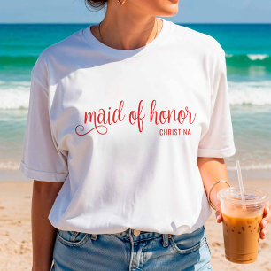 T-shirt Demoiselle d'honneur Calligraphie Rouge Bach