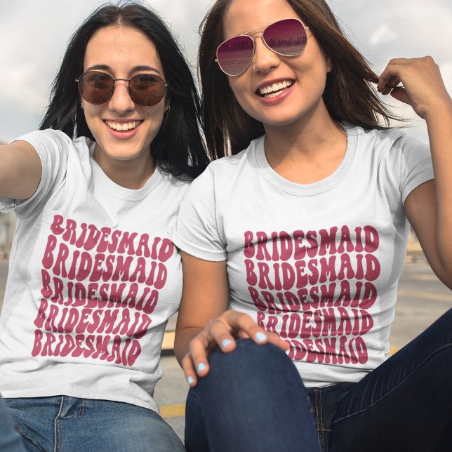 T-shirt Demoiselle d'honneur Magenta personnalisée pour la (Créateur téléchargé)