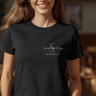 T-shirt Demoiselle d'honneur Minimaliste Nom et Initiale