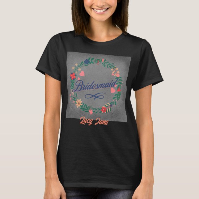 T-shirt Demoiselle d'honneur. Nom modifiable. (Devant)