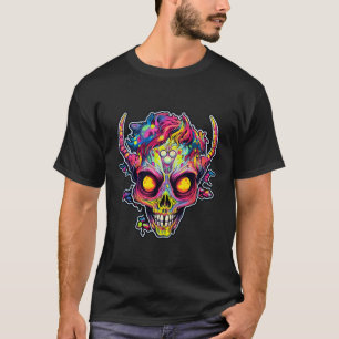 T-shirt démon de crâne de néon déplaisant
