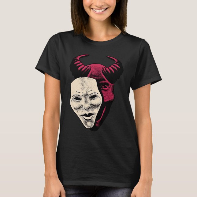 T-shirt Demon Devil Mask Vaporwave Demon (Devant)