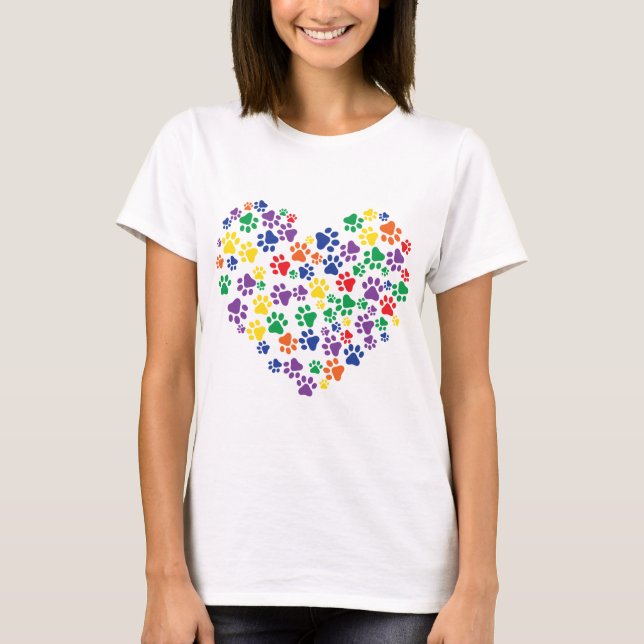 T-shirt d'empreintes de pattes d'arc-en-ciel (Devant)