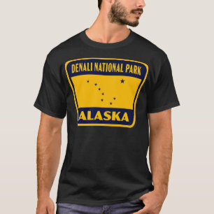 T-shirt Denali National Park Alaska Retro Badge Bleu