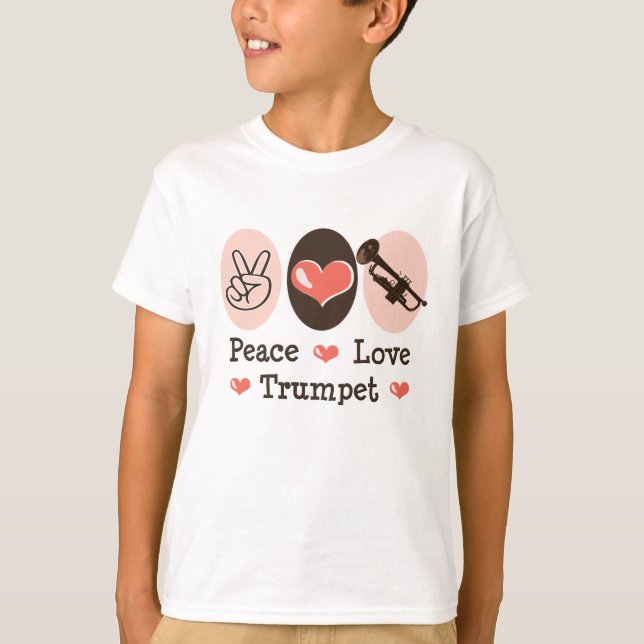 T-shirt d'enfant de trompette d'amour de paix (Devant)