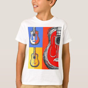 T-shirt d'enfants de guitares de Colorblock