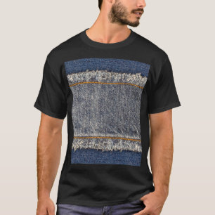 T-shirt Denim Blue Jeans : Décontracté Double Patch