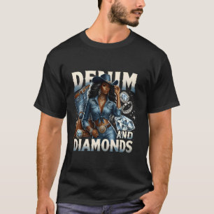 T-shirt Denim et Diamants African Melanin Swag Cowgirls W