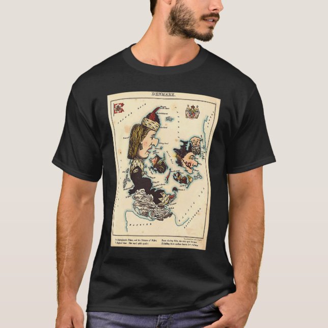 T-shirt Denmark Illustrative Map (Devant)