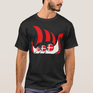 T-shirt Denmark Viking Ship Danish Flag Dragon Boat 