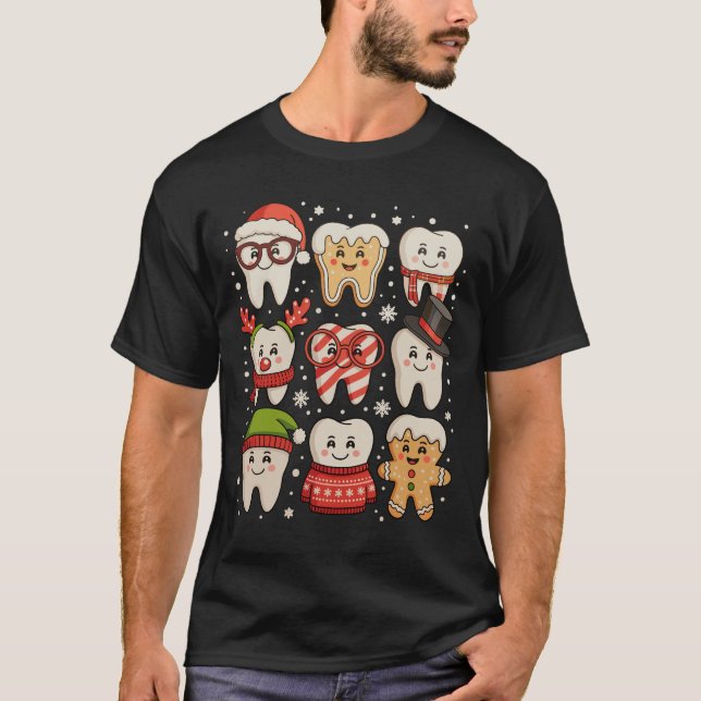 T-shirt Dentaire Noël mignon Dentiste Santa Hat Xmas (Devant)