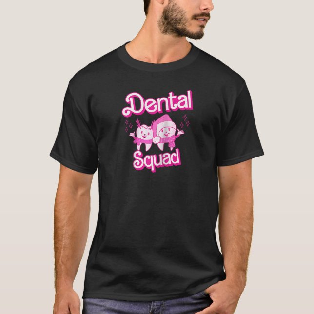 T-shirt Dental Squad Funny Xmas Dents Dentiste Retro Pink  (Devant)