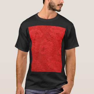 T-shirt Dentelle rouge élégante, texture transparente