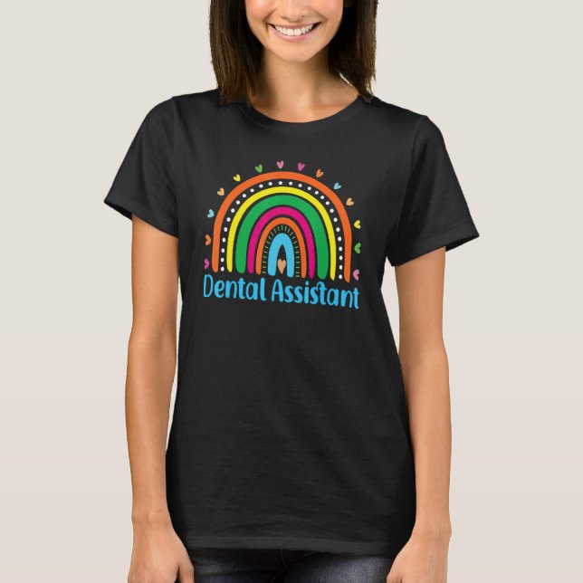 T-shirt Dentist Hygienist Leopard Boho Rainbow Dental Assi (Devant)