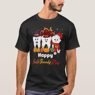 T-shirt Dents HalloThanksMas Halloween Action de grâce Noë