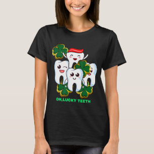 T-shirt Dents Irlandais Lucky Avec Feuille De Clover Drôle