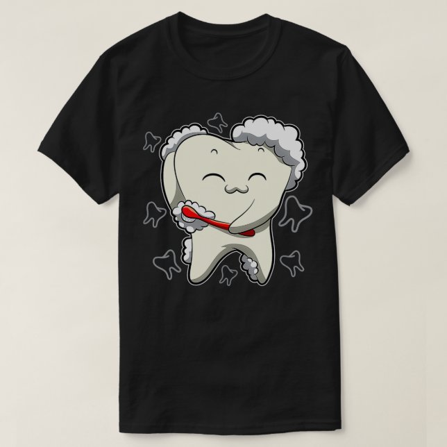 T-shirt Dents sains Dentiste de brossage quotidien des den (Design devant)