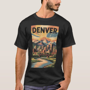 T-shirt Denver Colorado Illustration Sunset Travel Art