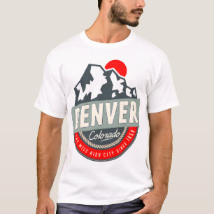 T-SHIRT DENVER COLORADO MILE HIGH CITY MOUNTAINS SUN LOGO