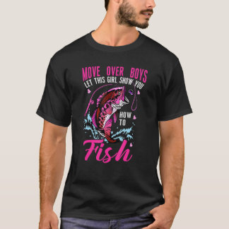 T-shirt Déplace-toi garçon fille montre que les filles pêc