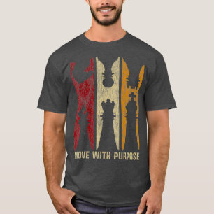 T-shirt Déplacer avec fonction Joueur d'échecs Retro Vin