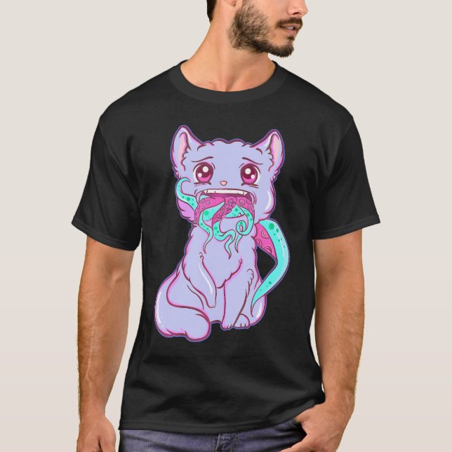 T-shirt Déplaisant Kawaii Anime Chat Horreur Pastel Goth (Devant)