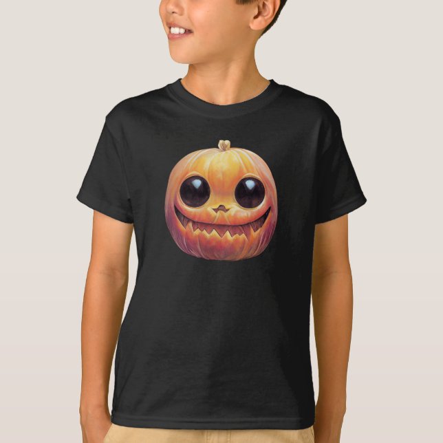 T-shirt Déplaisant Mare Face Citrouille Halloween (Devant)