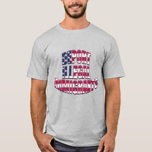 T-shirt DÉPORTER DES IMMIGRANTS ILLÉGAUX Bleu Rouge