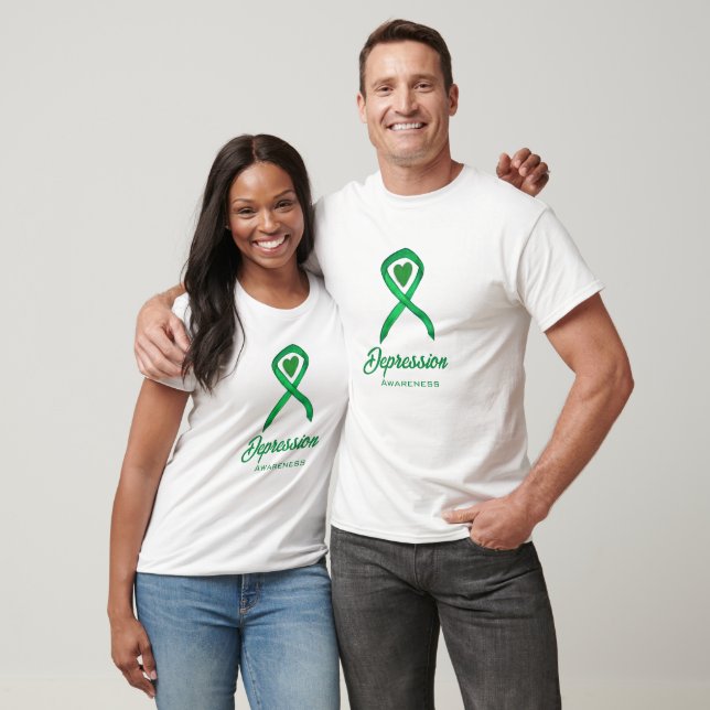 T-shirt Depression Sensibilisation Ruban Coeur personnalis (Unisexe)