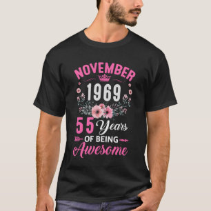 T-shirt Depuis 1969 55 Ans 55 Novembre Anniversaire Wom