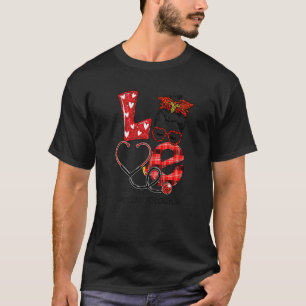 T-shirt Dermatologie Infirmière Plaid Leopard Love Heart M