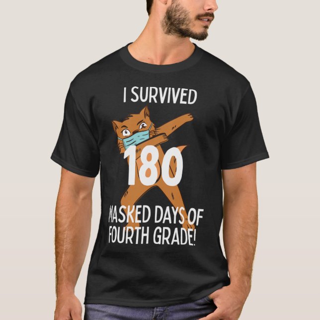 T-shirt Dernier Jour De L'École 180 Jours Masqués De Quatr (Devant)