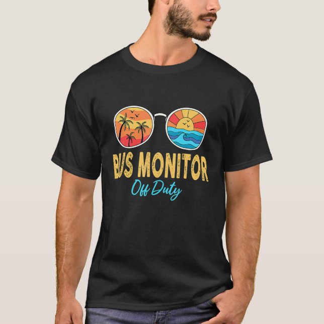 T-shirt Dernier Jour De L'École Été Bus Moniteur Hors Serv (Devant)