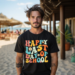 T-shirt Dernier Jour D'école Été Enseignant Élève Heureux