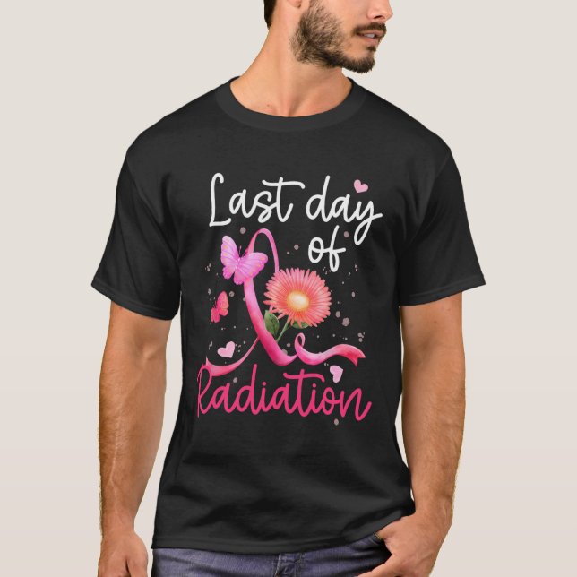 T-shirt Dernière Journée De Radiation Florale Coeur Cancer (Devant)
