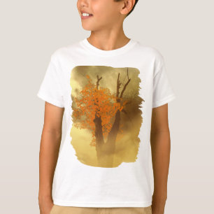T-shirt Derniers Feuilles Jaunes Sur Branches Sombres