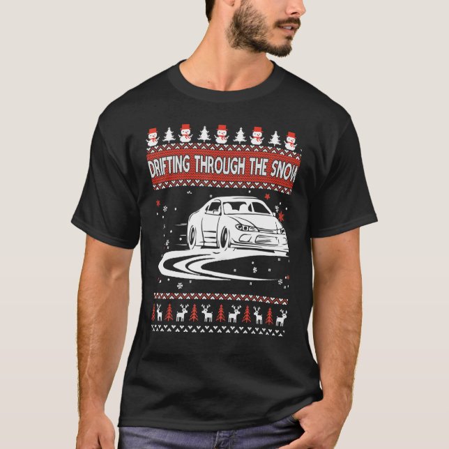 T-shirt Déroulement À Travers Le Chandail De Noël Laide De (Devant)