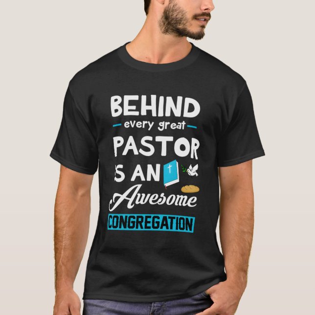 T-shirt Derrière Chaque Grand Pasteur Se Trouve Une Congre (Devant)