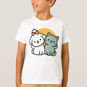 T-shirt Des amis vrais pour toujours   Cute Cat & Chien Du