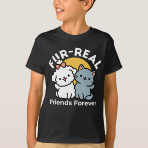 T-shirt Des amis vrais pour toujours   Cute Cat & Chien Du