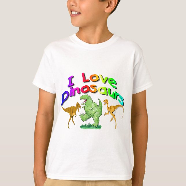 T-shirt Des cadeaux aime dinosaures d'enfants "je" (Devant)