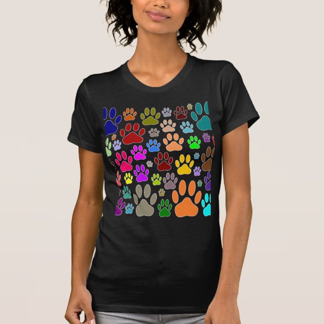 T-shirt Des Empreintes de pattes de chiens partout (Devant)