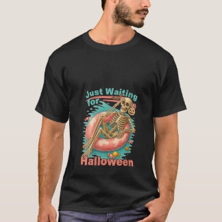 T-shirt Des Femmes En Attente D'Halloween Skeleton Pool Fu