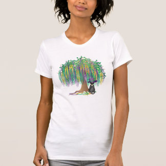 T-shirt des femmes Mardi Gras avec un chat arboré