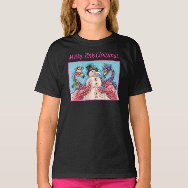 T-SHIRT DES FLAMANTS ROSES ROSES FABRIQUENT DE LA NEIGE, D (Devant)