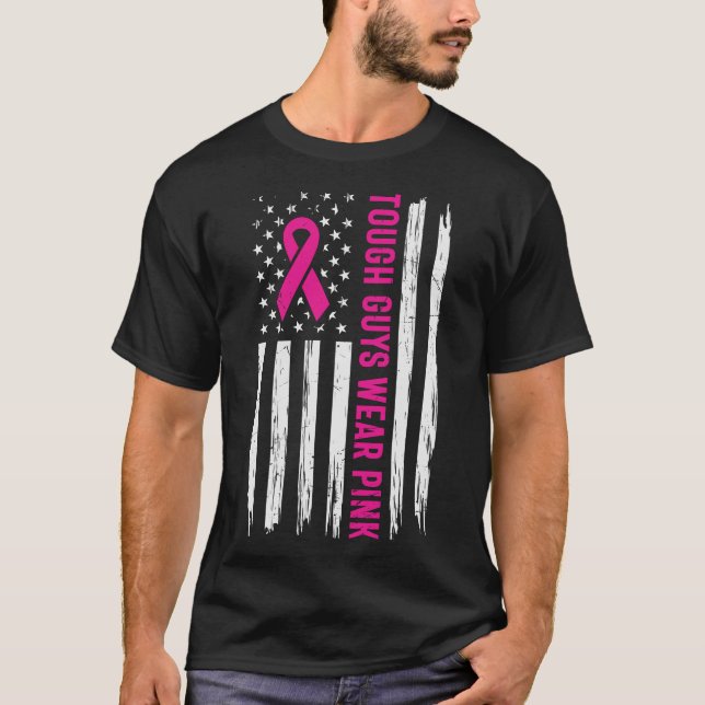 T-shirt Des Gars Durs Portent Le Drapeau Rose Américain Ca (Devant)