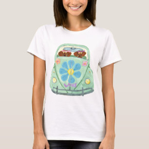 T-shirt Des Hippies Dachshund Dans Leur Voiture Fleurie D'