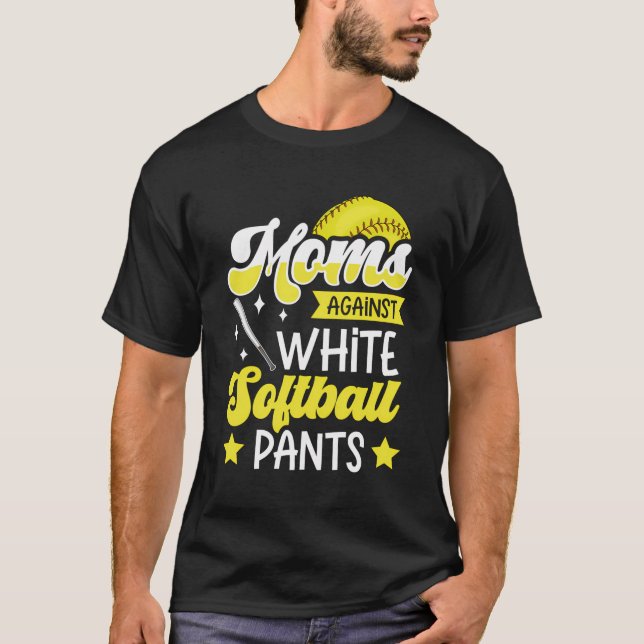 T-shirt Des Moms Contre Des Pantalons De Sofball Blanc Con (Devant)