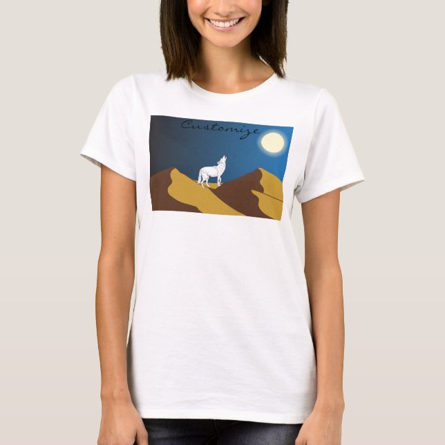 T-shirt Desert Coyote Howling Pleine lune Thunder_Cove (Devant)